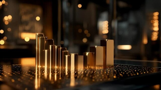 Golden Bar Graph: A Visual Representation of Growth and Decline in Business