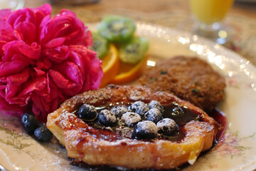 Blueberry Pastry and Sausage for Breakfast