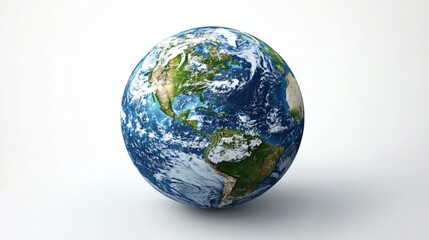 Fototapeta premium Our Blue Planet: A mesmerizing 3D render of Earth, showcasing the intricate details of continents, oceans, and clouds, highlighting the beauty and fragility of our home planet.