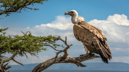 Majestic vulture perched on a branch serengeti national park wildlife photography natural habitat close-up bird behavior