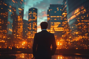 Selbstbewusster Geschäftsmann in einer urbanen Umgebung – Moderne Business-Dynamik
