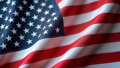 Obraz premium American flag waving. National symbol of USA. Red white and blue colors. Stars and stripes. Strong patriotic image. National emblem of freedom and unity. Symbol of American pride and values.