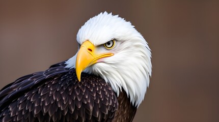 Obraz premium A Bald Eagle perched on a branch with a distinct split blurred bokeh effect. Mystic, enchanting environment with gentle color contrasts and a dreamlike atmosphere, sharp subject focus, soft backgroun