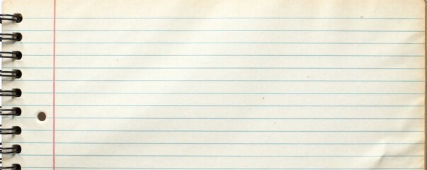 Off-white ruled notebook page, slightly aged paper , paper texture, office, design element