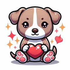 a baby pitbull kawaii style love valetine 0005
