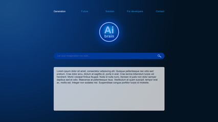 Design of a web page of ai virtual assistant site. Web 3.0 technology