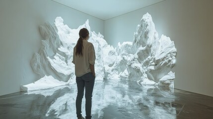 Woman standing near a picture