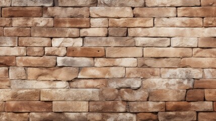 Obraz premium Closeup of Old Beige Brick Wall Texture - Mosaic Street Style Background for House and Decor