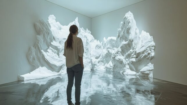 Woman standing near a picture