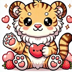 Obraz premium baby sabretooth kawaii style love valetine 0154