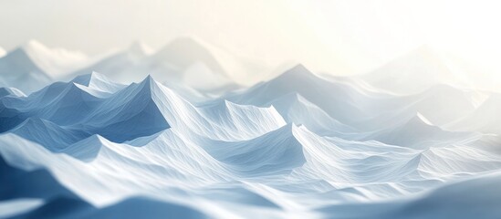 Mesmerizing monochrome mountain peaks rise up in an ethereal frozen landscape captured in a serene digital rendering that evokes a sense of tranquility and captivating beauty  This abstract