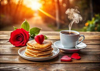 Fototapeta premium Sweetheart Breakfast: Happy Valentine's Day Morning Stock Photo