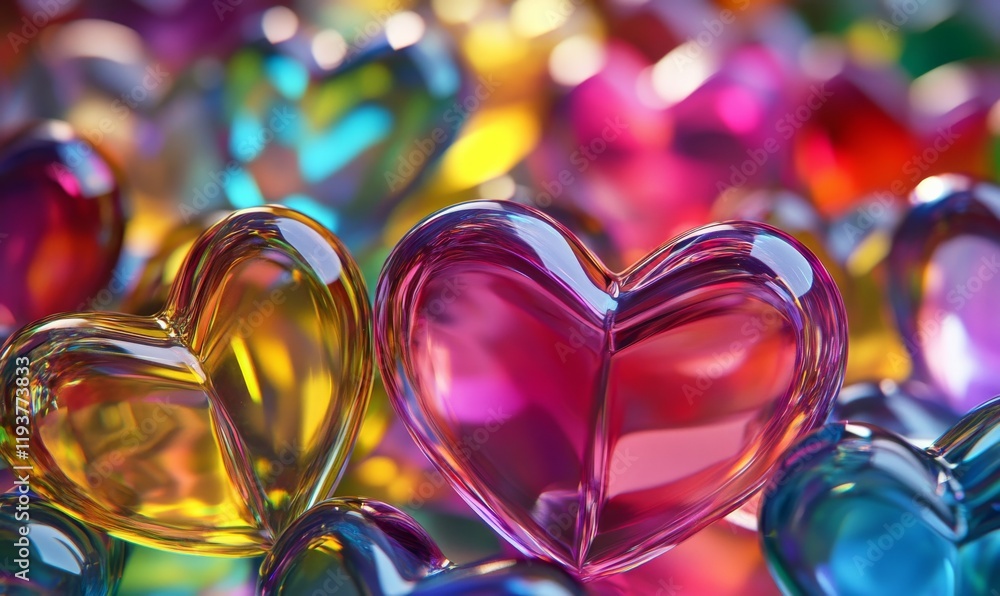 Aufkleber a cluster of acrylic hearts in different sizes and shapes, adding a playful touch to the design, acr