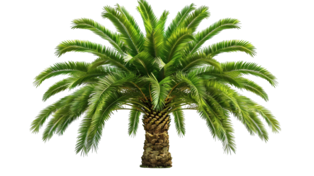 A tropical palm tree, isolated on white background