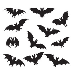 Naklejka premium collection of bat silhouette on white background