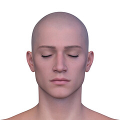 男性の顔アップ　3DCGレンダリング