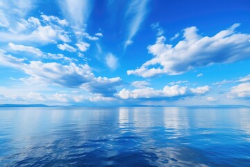 Dramatic Blue Sky over an Oceanic Landscape - Nature's Powerful Seascape with Stunning Clouds and Water View