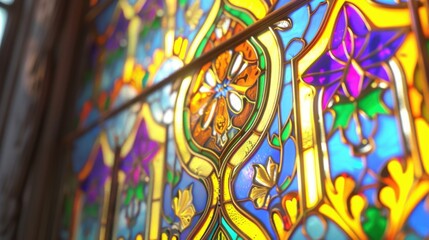 Colorful Stained Glass Window In A Cathedral