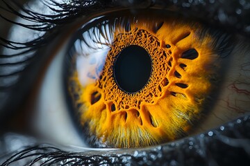 Close-Up of Vibrant Orange Human Iris - Eye Detail for Vision and Anatomy Studies