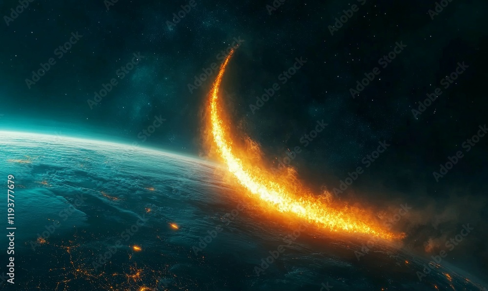 Poster a mesmerizing image of a comet entering earth's orbit