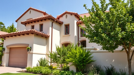 Fototapeta premium Mediterranean Style Luxury Home: Stunning Architectural Design and Landscaping