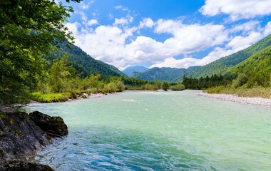 River Isar between Lenggries and Lake Sylvenstein. Germany, Upper Bavaria.