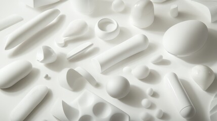 Elegant Composition of White Abstract Shapes and Forms on a Light Background for Minimalist Design and Modern Aesthetic Inspiration