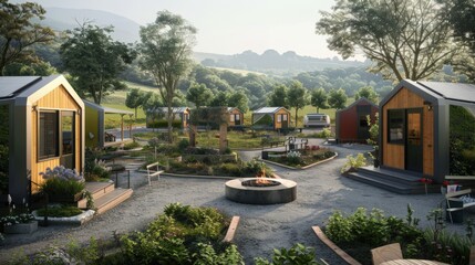 Tiny house community with multiple tiny homes