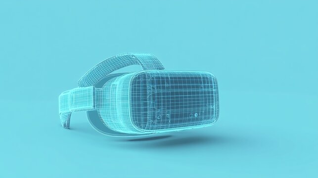 Futuristic Wireframe VR Headset Design 3D Model - Powered by Adobe