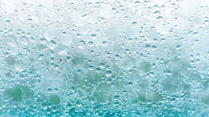 Abstract Teal Water Droplets on Glass Surface Texture Background