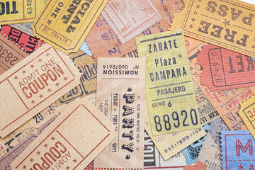 vintage tickets from around the world, theater, movie, concerts, transport, boarding passes, hotel reception cards and other documents
