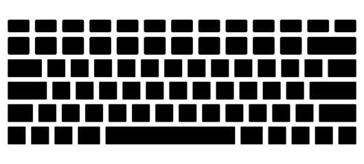 Computer keyboard silhouette. Key buttons for pc or laptop. Vector illustration isolated on white.