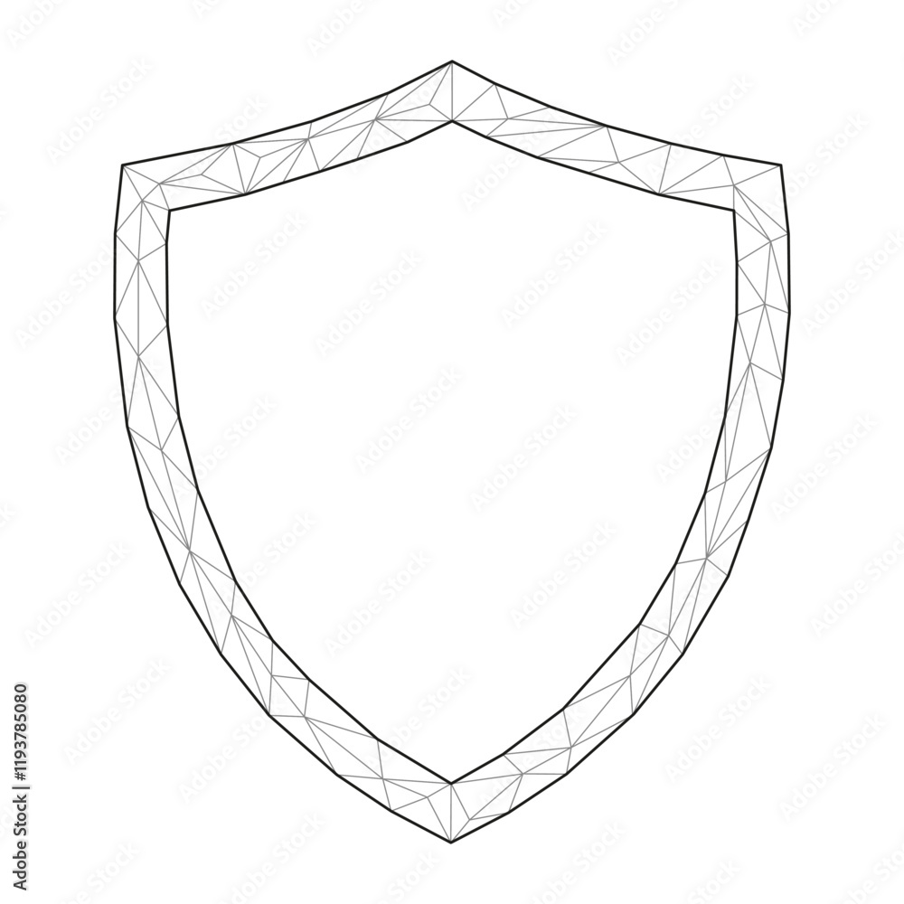 Poster low polygonal security guard shield badge with connection dots and lines. cyber protection of safe c