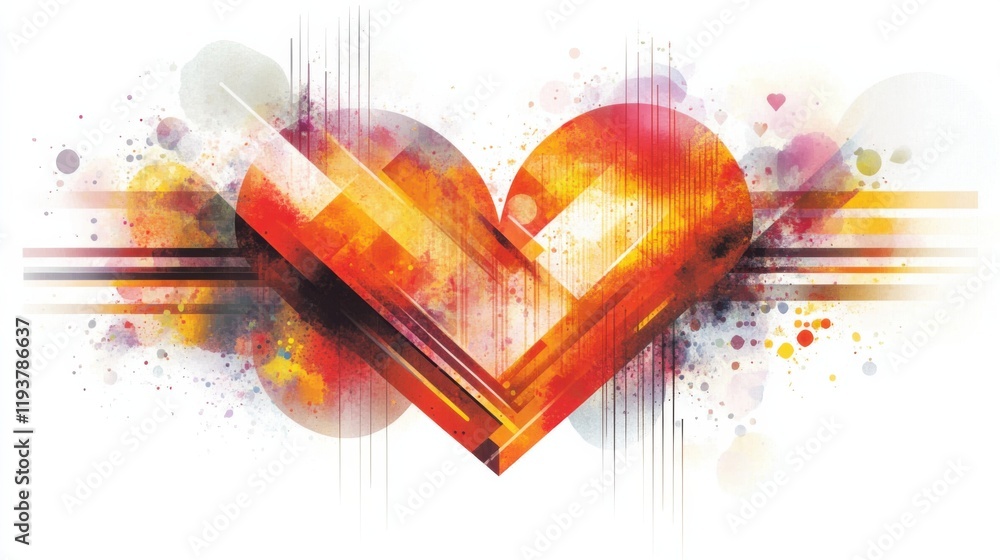 Aufkleber vibrant abstract heart design with colorful splash effects and striking geometric shapes for artisti