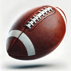 Fototapeta premium American Football Close-Up with White Stripes Isolated on White Background, Ideal for Sports, Athletics, and Football-Themed Designs