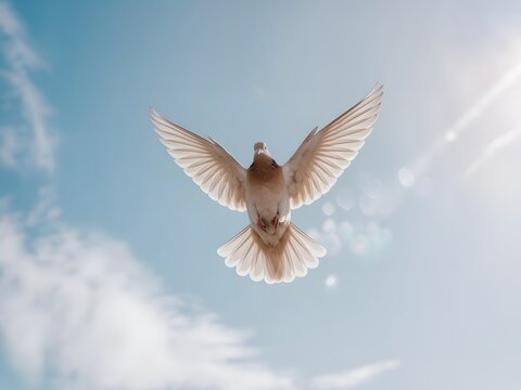 White dove flying in the sky