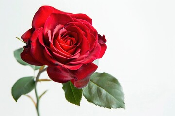 Fototapeta premium Red rose isolated on white background.