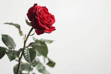 Red rose isolated on white background.