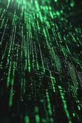 Digital green code visualizing matrix-style binary streaming data
