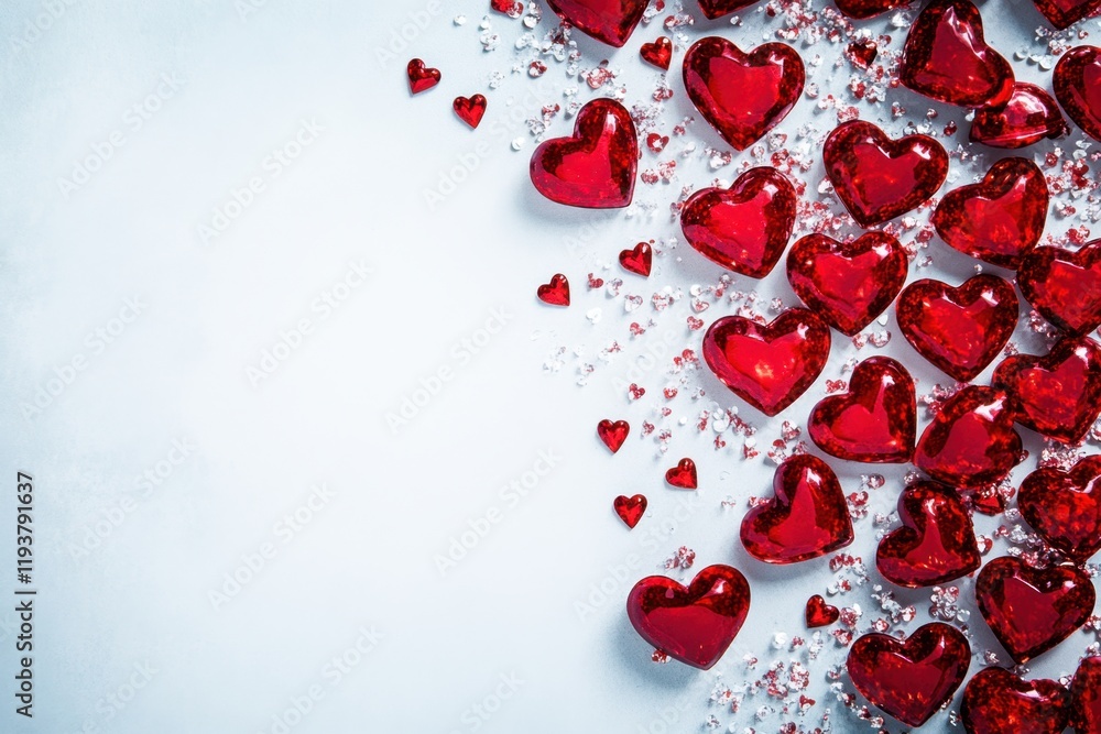 Aufkleber valentine's day background with red hearts and a gift box on a white background space for text gener