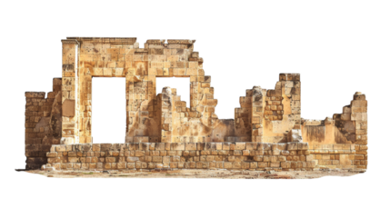 Ancient historical ruins isolated on white background