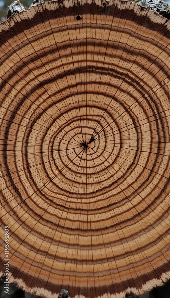 Poster detailed close-up of tree rings, showcasing the intricate concentric circles and variations in wood 
