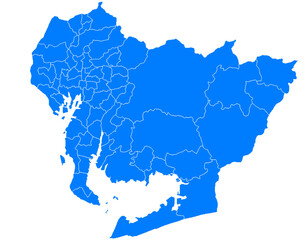Obraz premium 愛知県 地図 ブルー イラスト