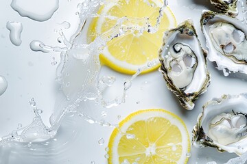 Oysters on a white background with lemon  Oyster  Oysters