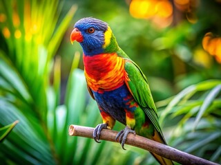 Vibrant Parrot Panoramic: Colorful Feathers, Tropical Bird, Exotic Wildlife, Bird Photography