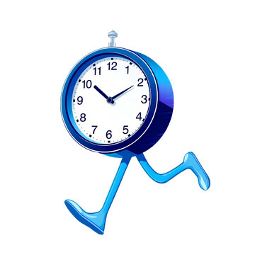 classic clock running on two legs, expressing urgency and time pressure - high quality png isolated on transparent background