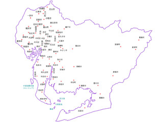 Obraz premium 愛知県 地図 白 斑点 イラスト