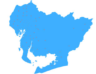 愛知県　地図　ブルー　斑点　イラスト