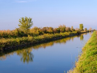 Landscape at the Hortobagy Great Fishponds (Hortobagy-Halasto) in the National Park Hortobagy, listed as UNESCO World Heritage Site and Ramsar site. Eastern Europe, Hungary.