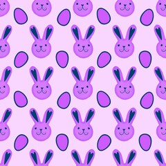 Spring animals seamless Easter rabbit pattern for wrapping paper and fabrics